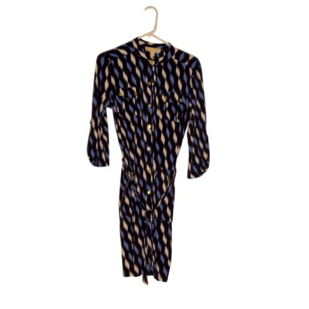 Stylish Blue and White Patterned Women's Dress by Michael Kors